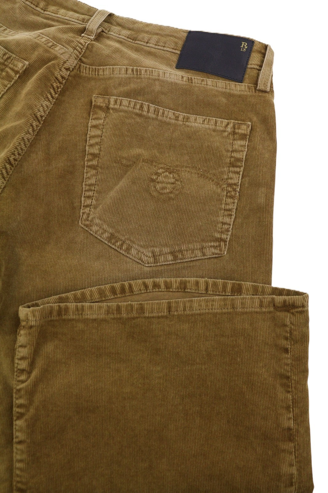 R13 Joan Kick Flare Women Trousers 28 Brown Stretch Cord Zip FW25 RRP730