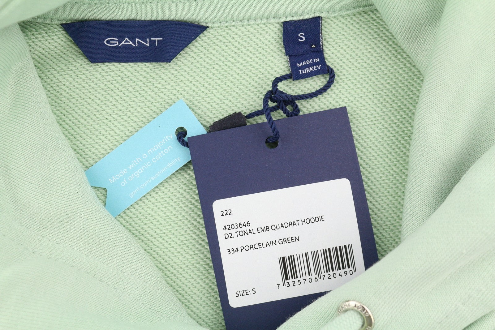 GANT Tonal Emb Quadrat Women Hoodie S Green Strap Pullover RRP139