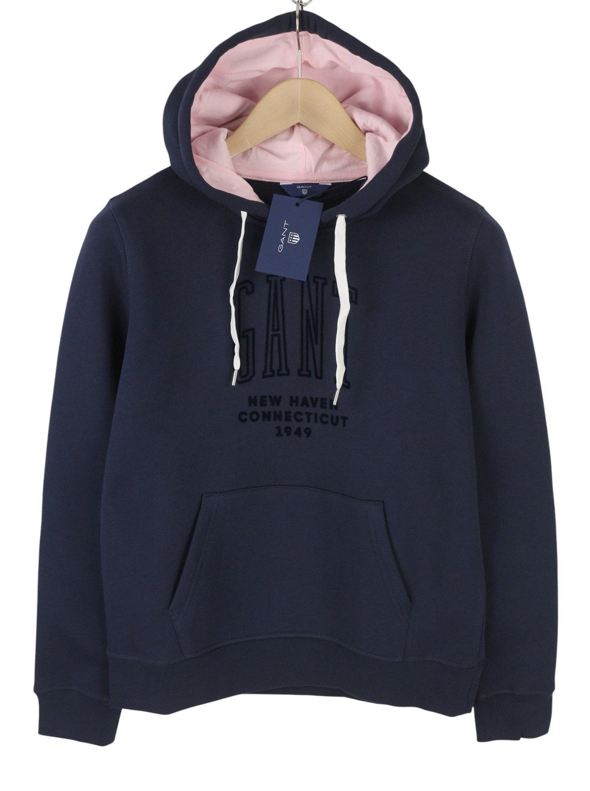 GANT New Haven Women Hoodie M Evening Blue Front Pocket Pullover