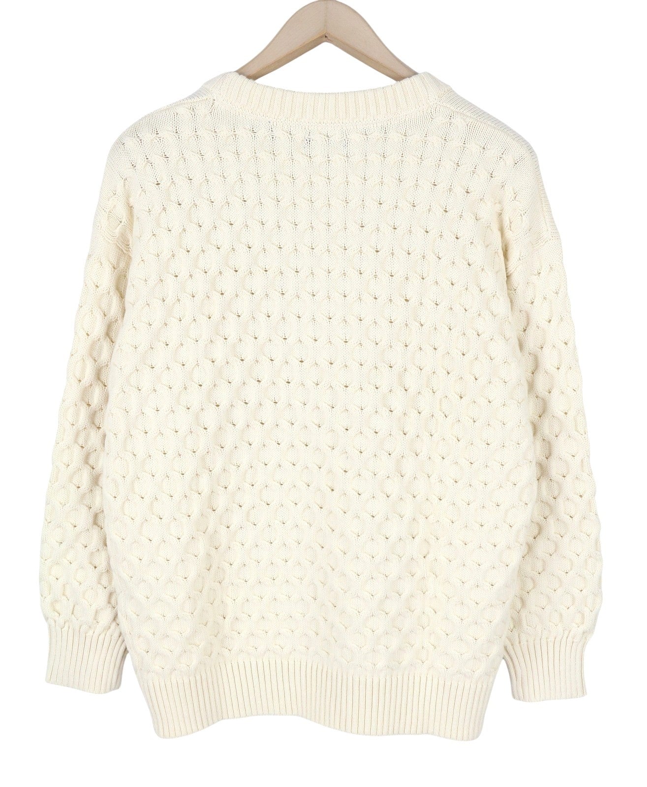 GANT Cable Structure C-Neck Women Jumper L Cream Wool Blend Knit