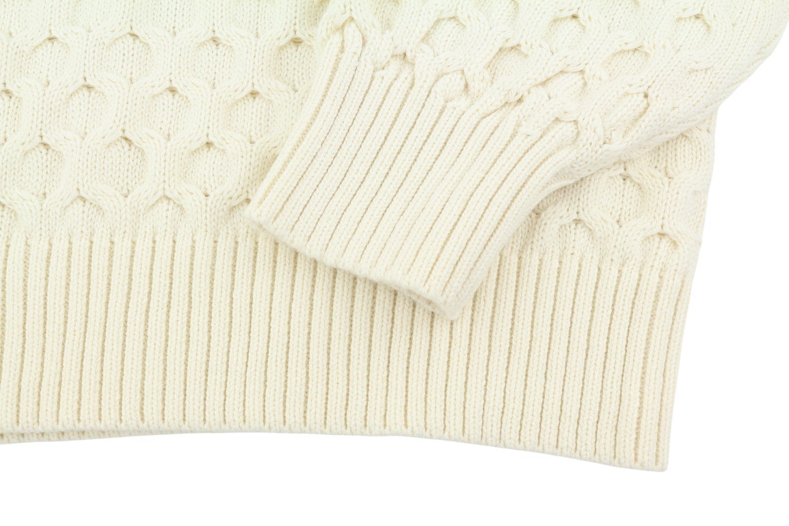 GANT Cable Structure C-Neck Women Jumper L Cream Wool Blend Knit