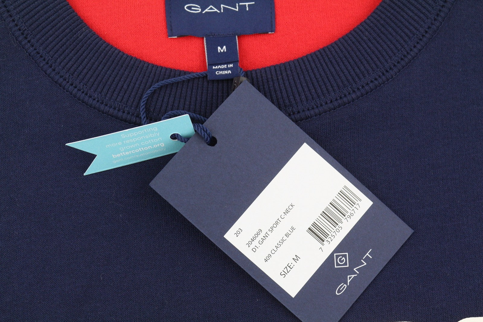 GANT Sport C-Neck Men Sweatshirt M Blue Logo Long Sleeve