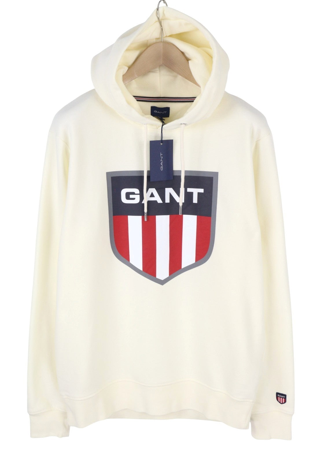 GANT Retro Shield Men Hoodie XL Eggshell Patch Pullover