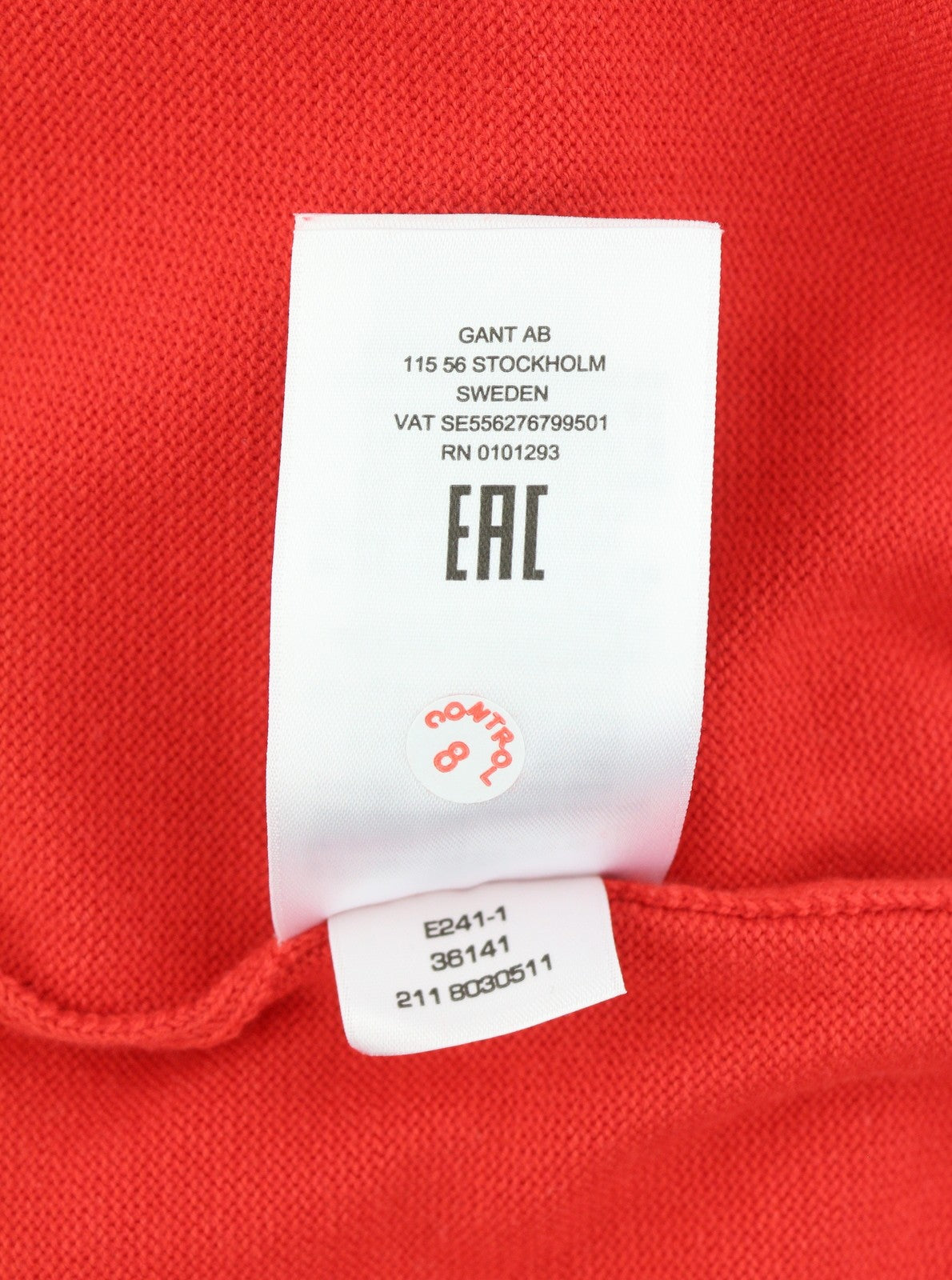 GANT Stretch Cotton Contrast C-Neck Men Jumper L Red Knit