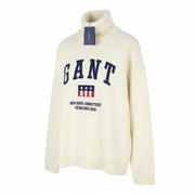 GANT Tag Wool Turtleneck Men Jumper L Cream Lambswool Knit