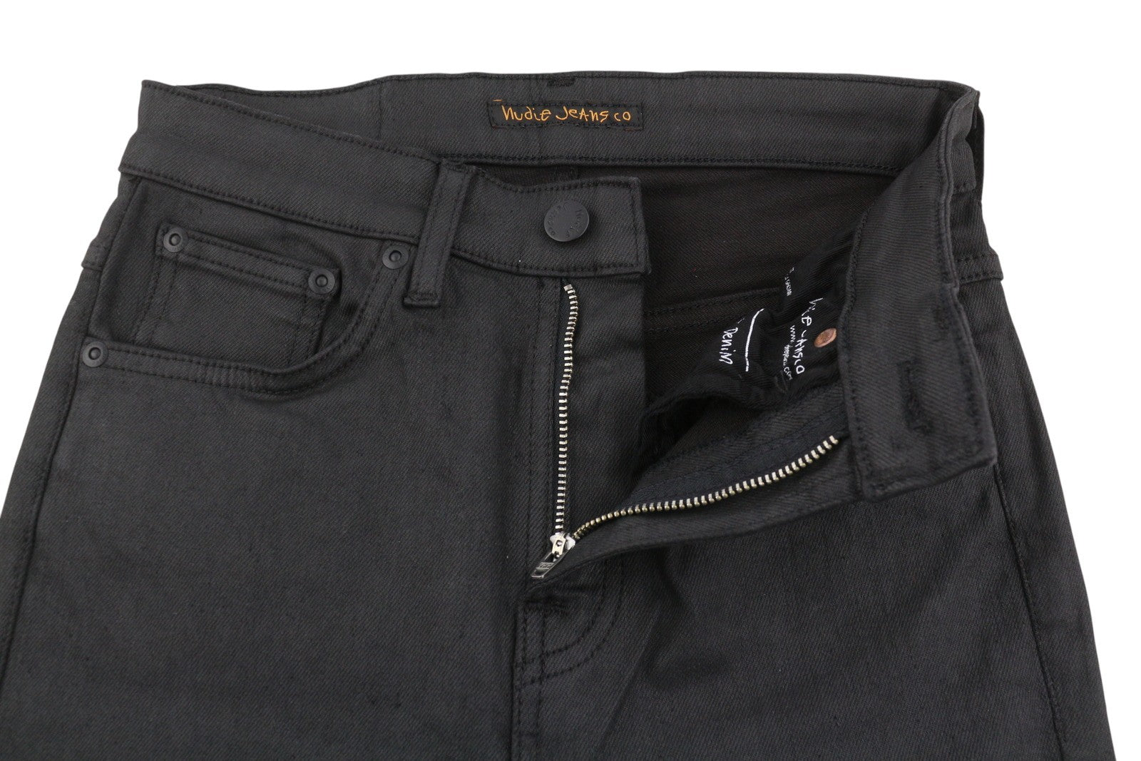 NUDIE JEANS Hightop Tilde Women Men Jeans W27/L32 Black Coated Skinny