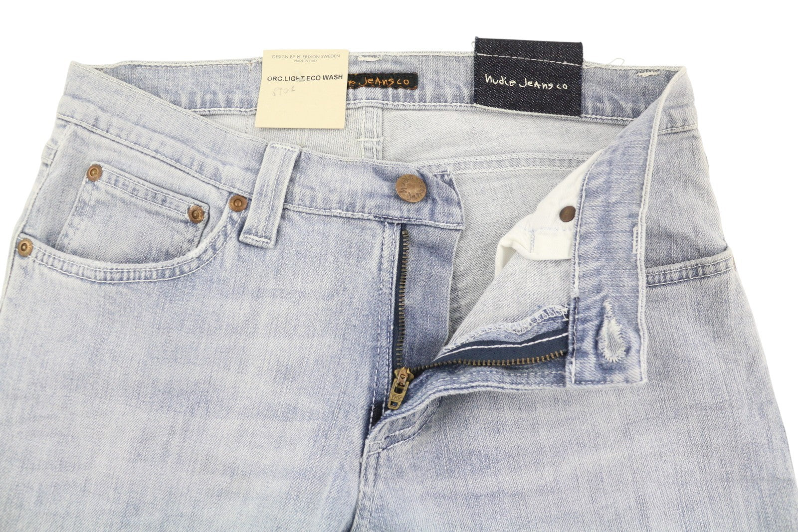 NUDIE JEANS Tight Long John Org Light Wash Men Jeans W28/L34 Blue