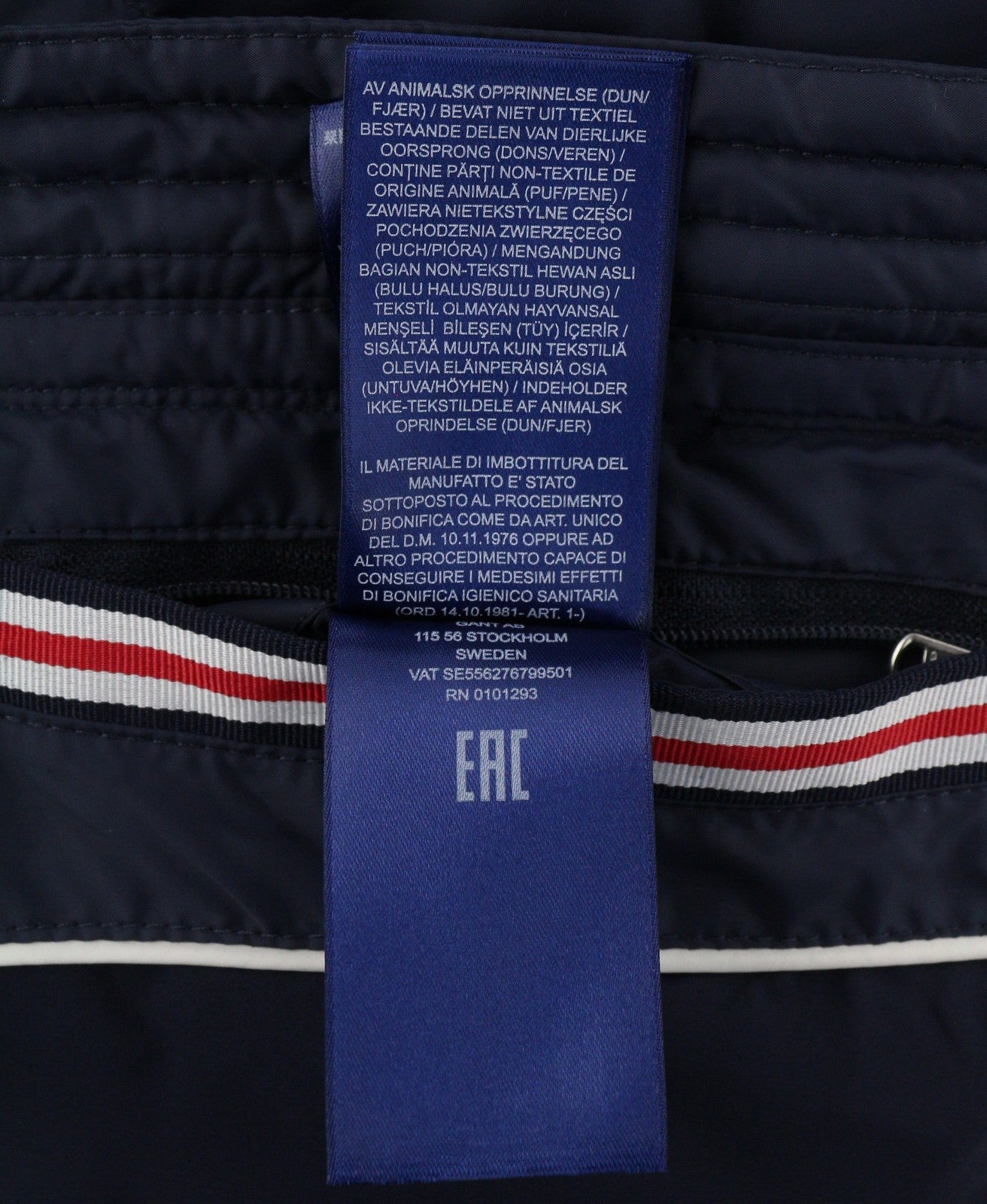 GANT Long Down Women Jacket XS Evening Blue Quilted Hooded Coat RRP299