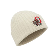 GANT Tiger Knitted Beanie Men Hat OS Cream Wool Patch