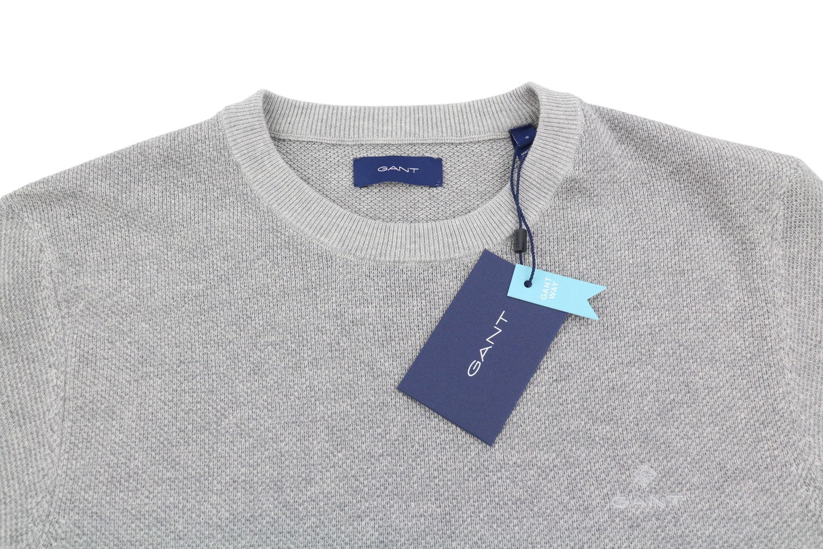 GANT Multi Texture Pique C-Neck Men Jumper S Grey Knit