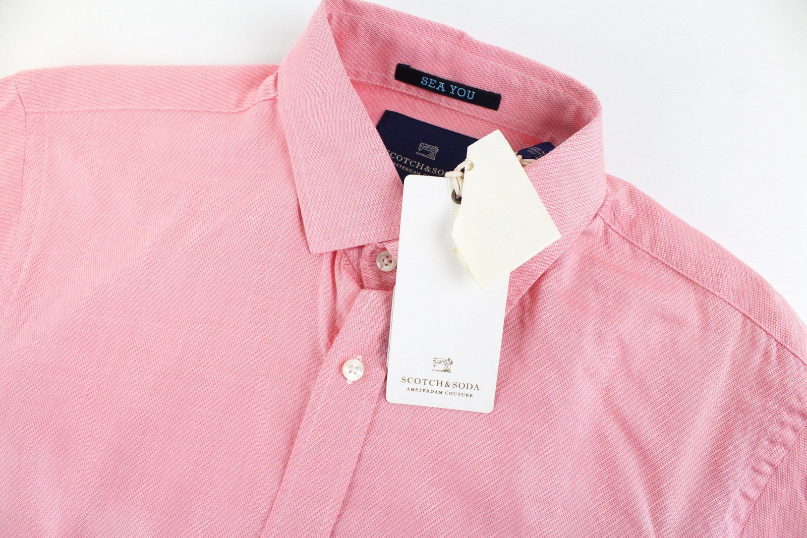 SCOTCH & SODA Ams Couture Men Shirt S Pink Slim Cotton Long Sleeve Button-Up