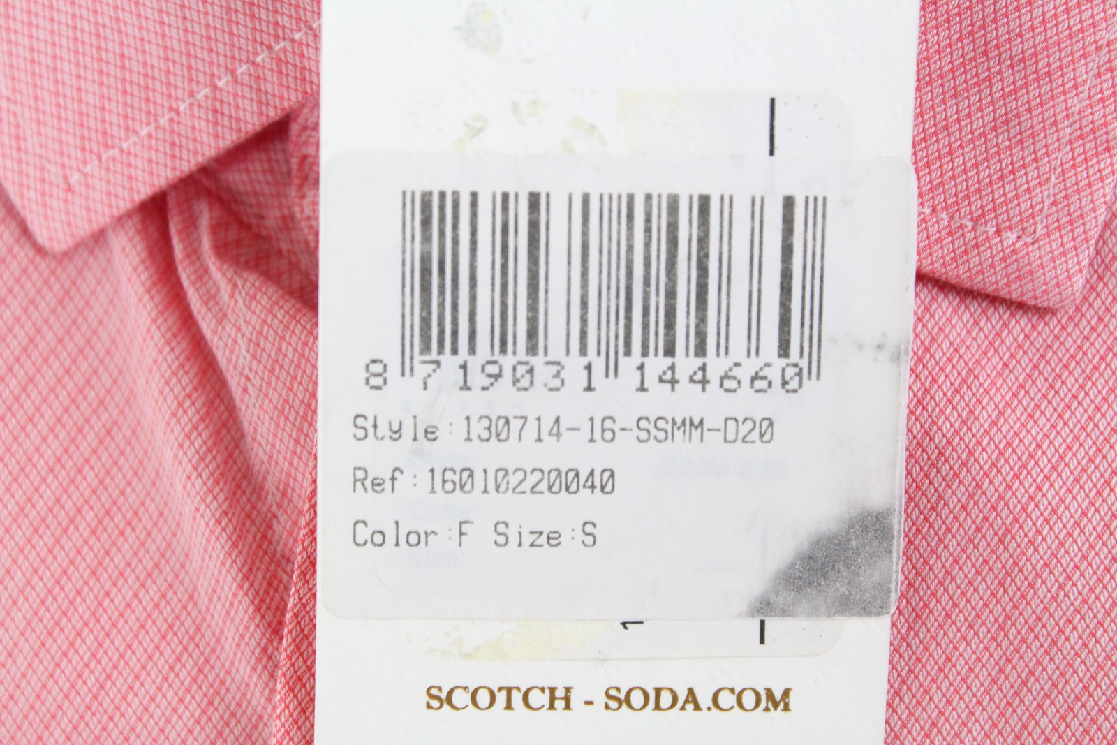SCOTCH & SODA Ams Couture Men Shirt S Pink Slim Cotton Long Sleeve Button-Up