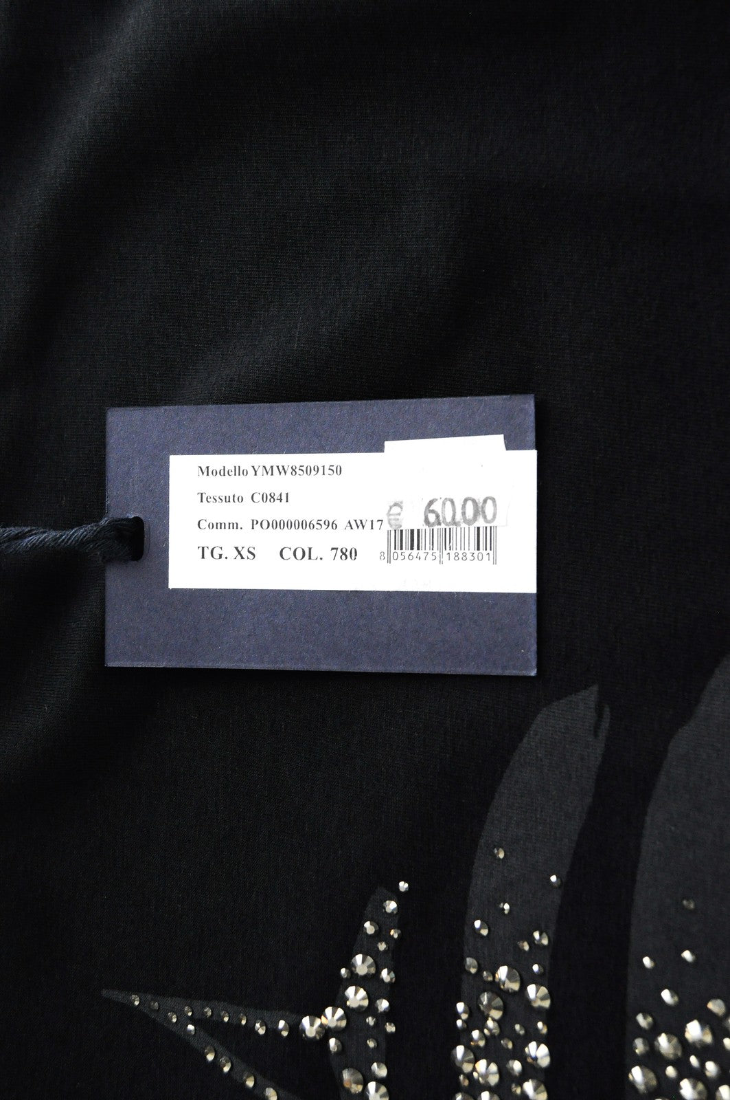 MARINA YACHTING Women T-Shirt XS Black Cotton Stretch Long Sleeve Pullover