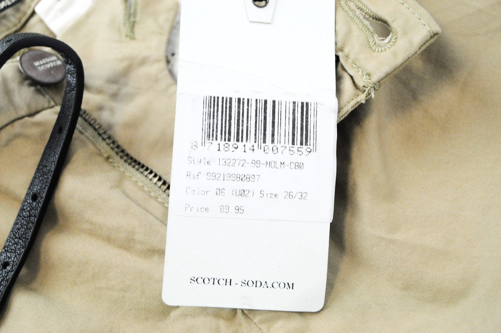 MAISON SCOTCH Women Trousers W26/L32 Light Brown Belted Cropped Cotton Stretch
