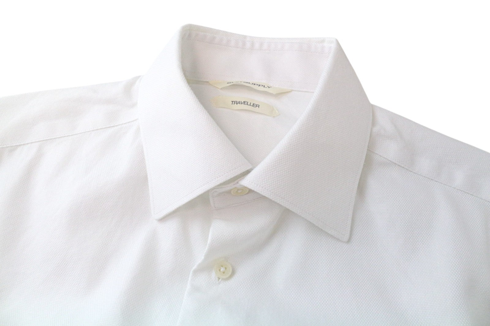 „SUITSUPPLY Traveller“ vyriški formalūs marškiniai, 37/14 1/2, ploni, balti, medvilniniai, ilgomis rankovėmis 