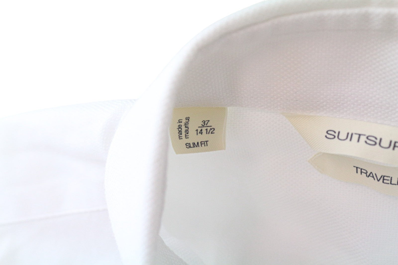„SUITSUPPLY Traveller“ vyriški formalūs marškiniai, 37/14 1/2, ploni, balti, medvilniniai, ilgomis rankovėmis 