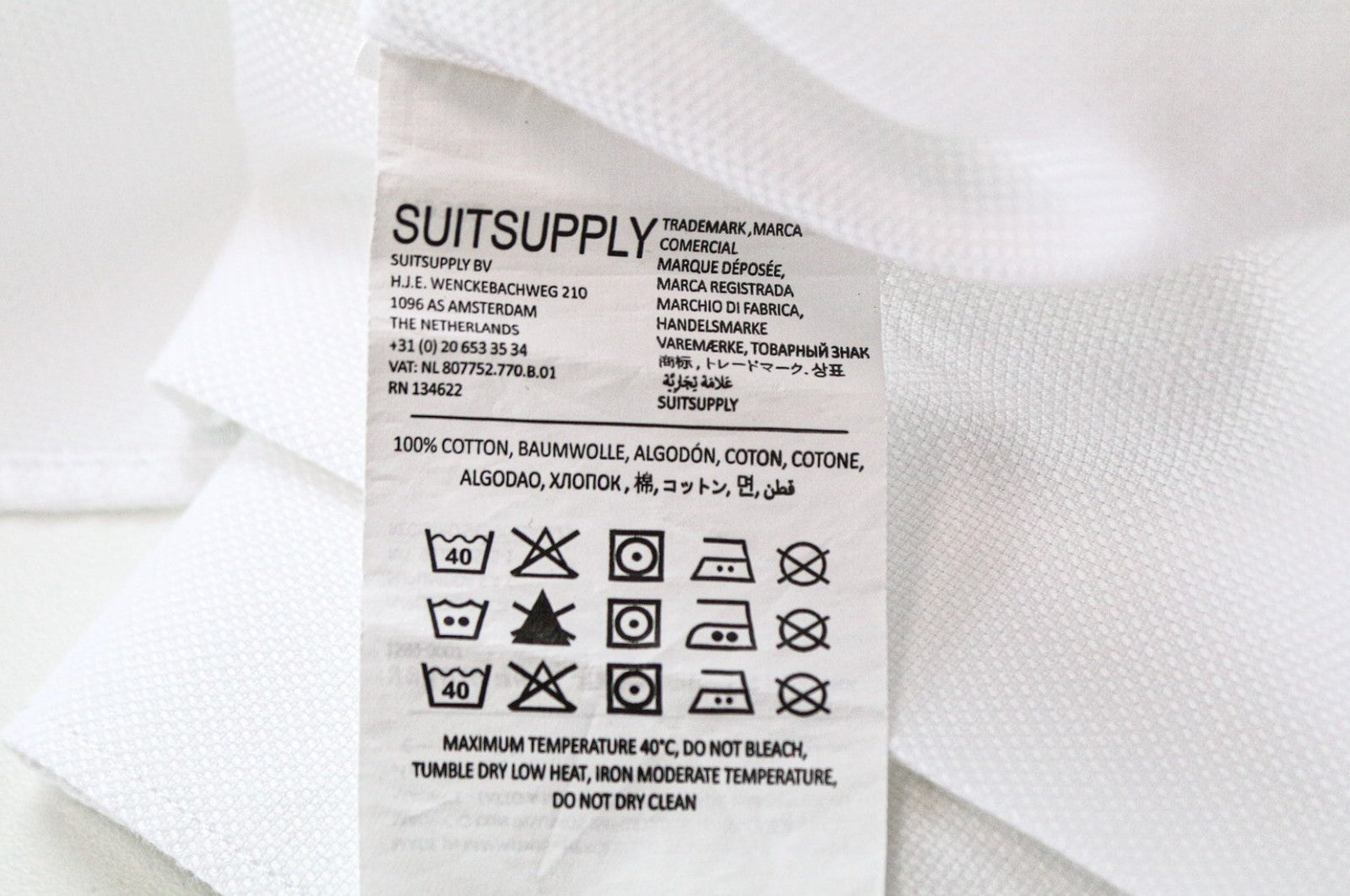 „SUITSUPPLY Traveller“ vyriški formalūs marškiniai, 37/14 1/2, ploni, balti, medvilniniai, ilgomis rankovėmis 