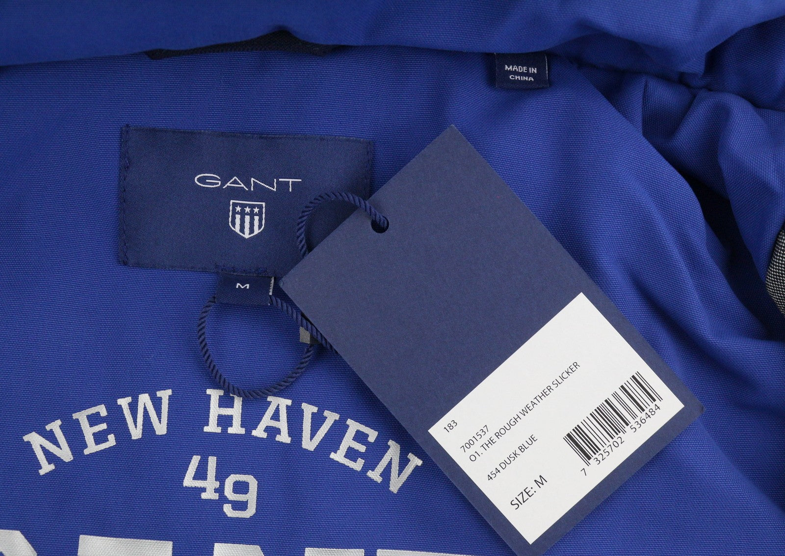 GANT The Rough Weather Slicker Men Jacket M Dusk Blue Hooded Zip RRP449