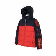 GANT Striped Block Puffer Men Jacket M Red Quilted Hooded Zip RRP399