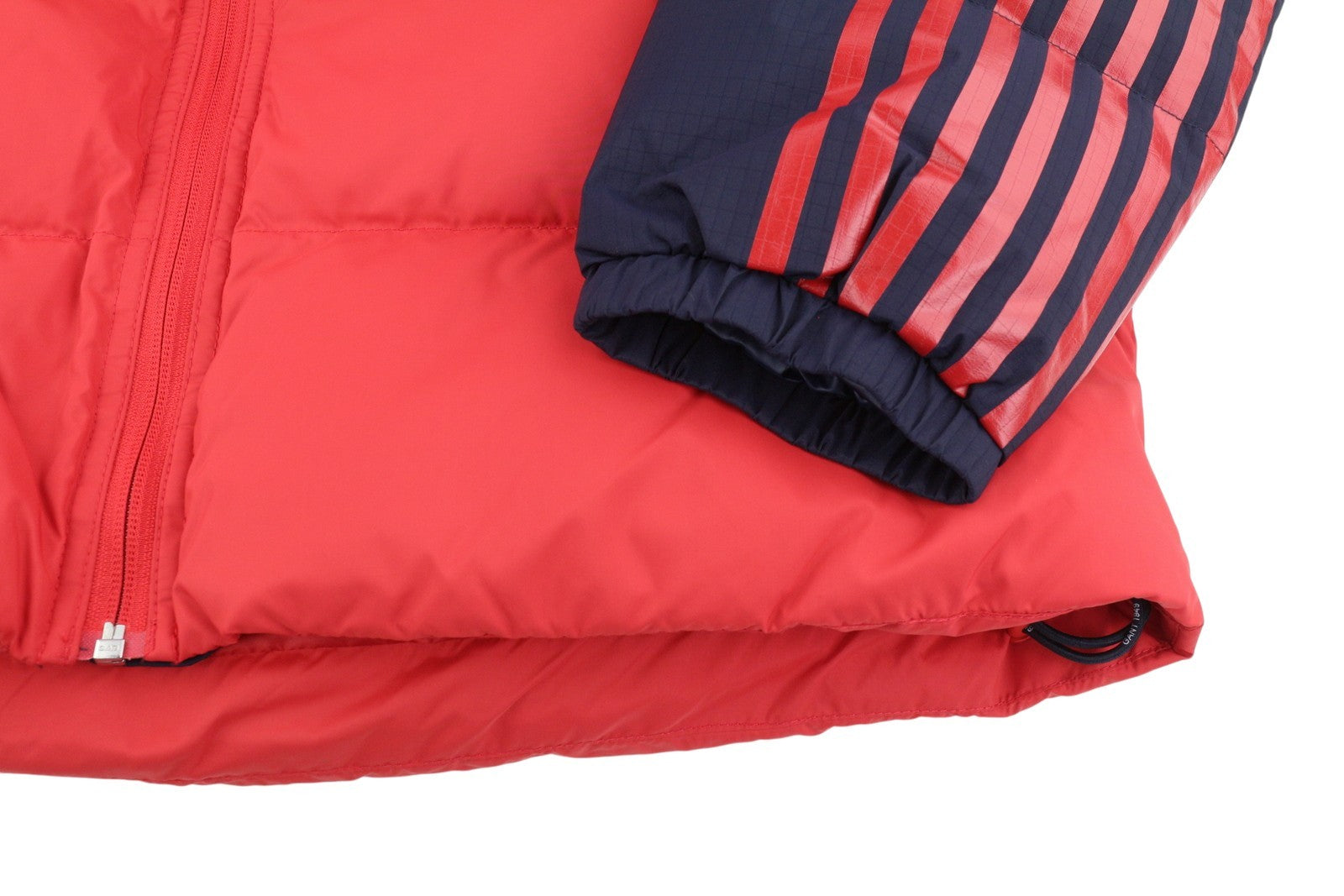GANT Striped Block Puffer Men Jacket M Red Quilted Hooded Zip RRP399
