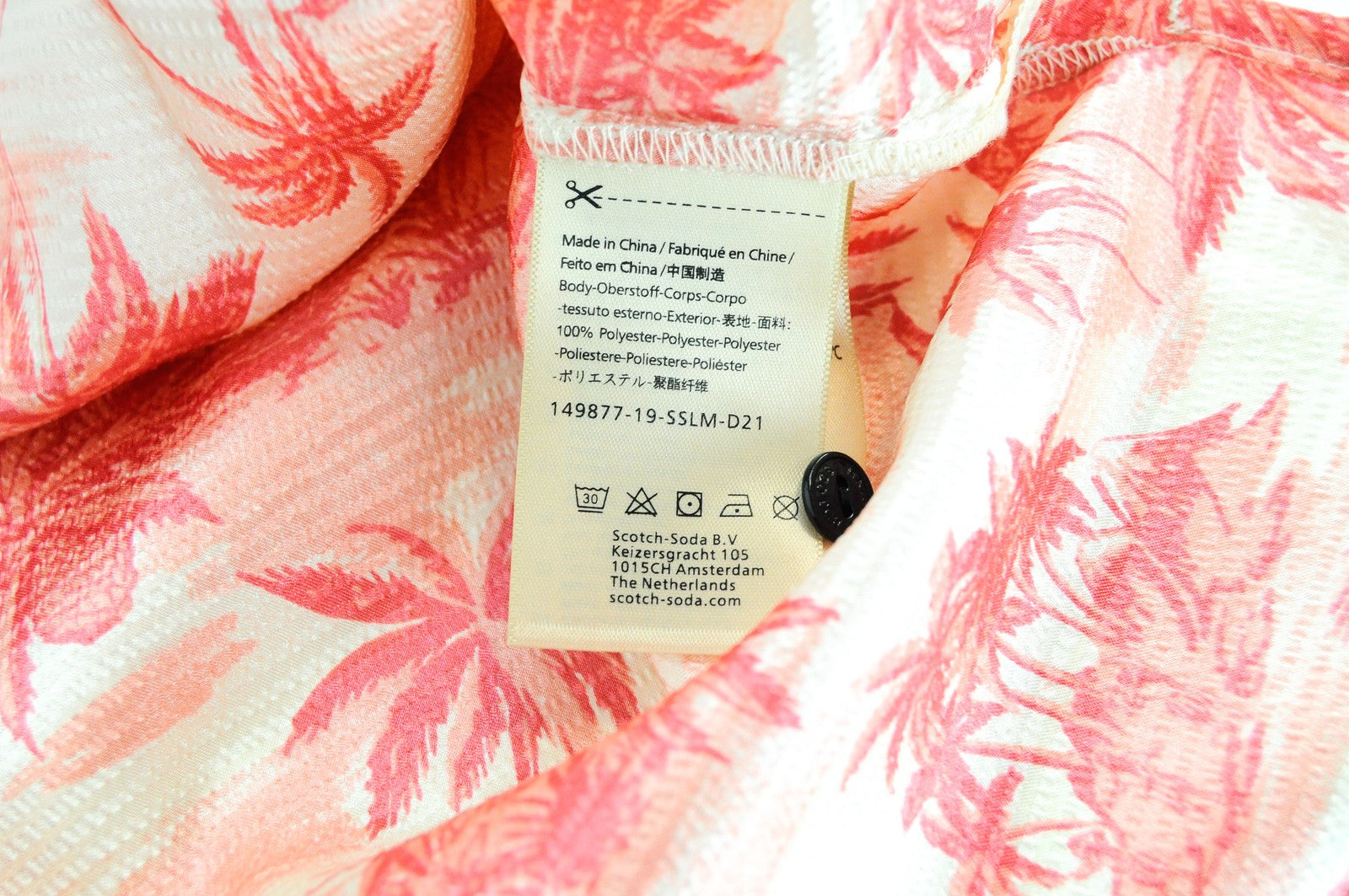 MAISON SCOTCH Women Shirt XS Pink Palm Patterned Short Sleeved Lightweight