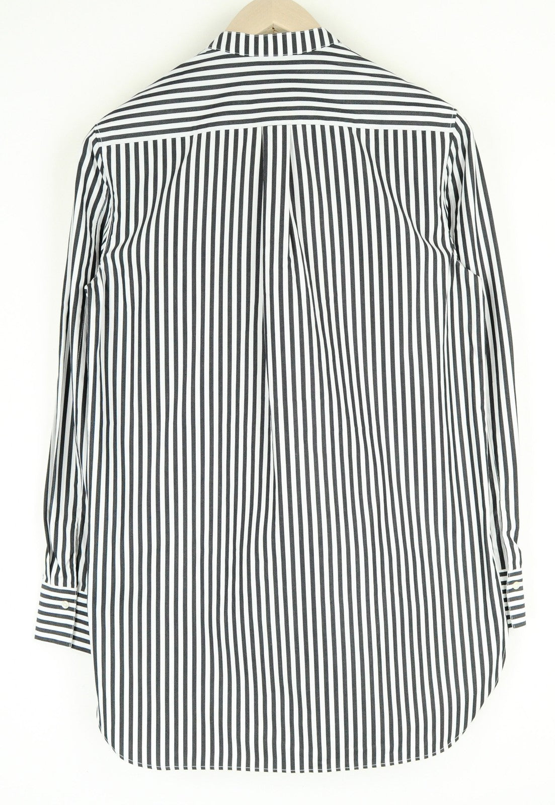 SUISTUDIO Women Shirt 36R White Pure Cotton Long Sleeve Striped Half-Buttoned