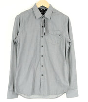 REPLAY Men Shirt L Grey Pure Cotton Patterned Long Sleeved Collared Button-Up