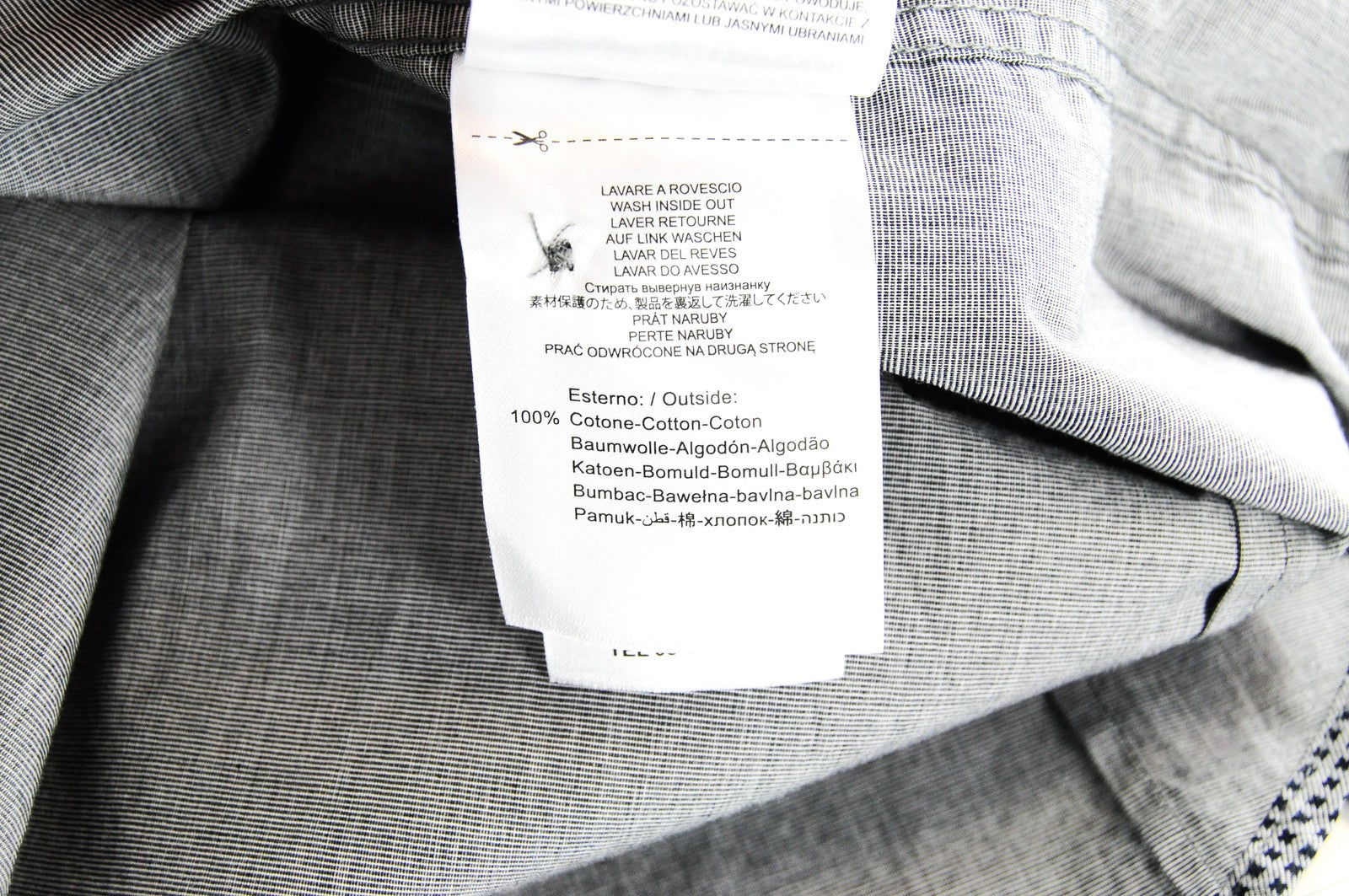 REPLAY Men Shirt L Grey Pure Cotton Patterned Long Sleeved Collared Button-Up