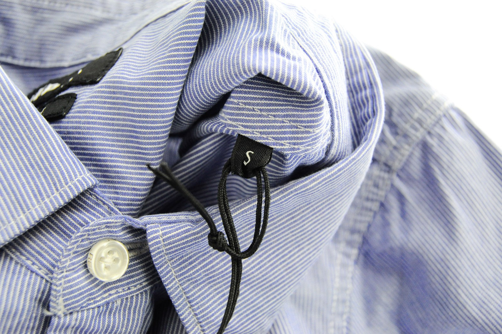 REPLAY Men Shirt S Formal Blue Pure Cotton Striped Long Sleeved Button-Up