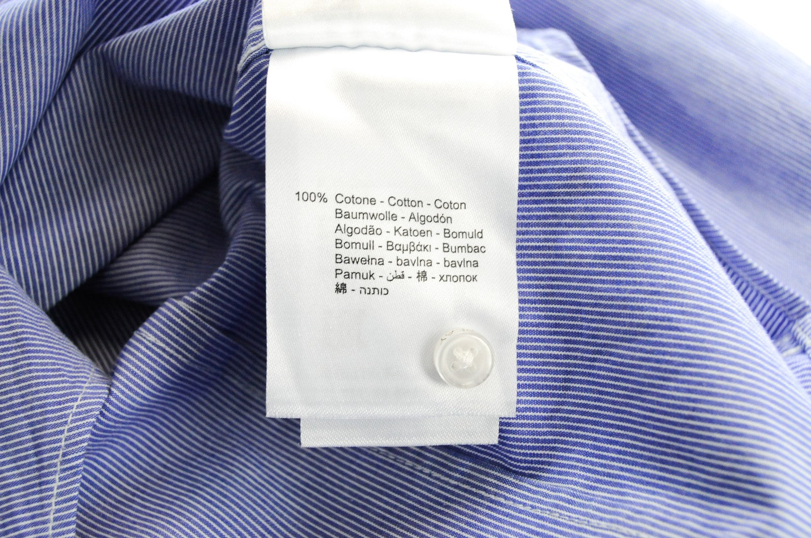 REPLAY Men Shirt S Formal Blue Pure Cotton Striped Long Sleeved Button-Up