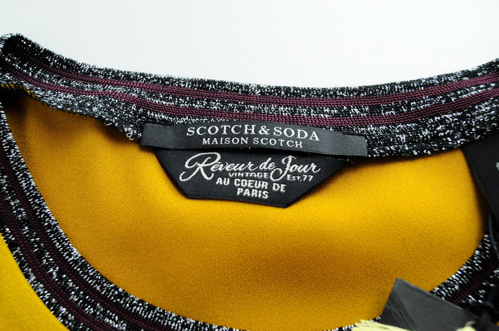 MAISON SCOTCH Women T-Shirt M Sleeveless Round Neck Pullover Yellow Lightweight