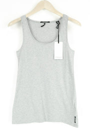 MAISON SCOTCH Women T-Shirt XS Grey Cotton Sleeveless Pullover Basic Tank Top