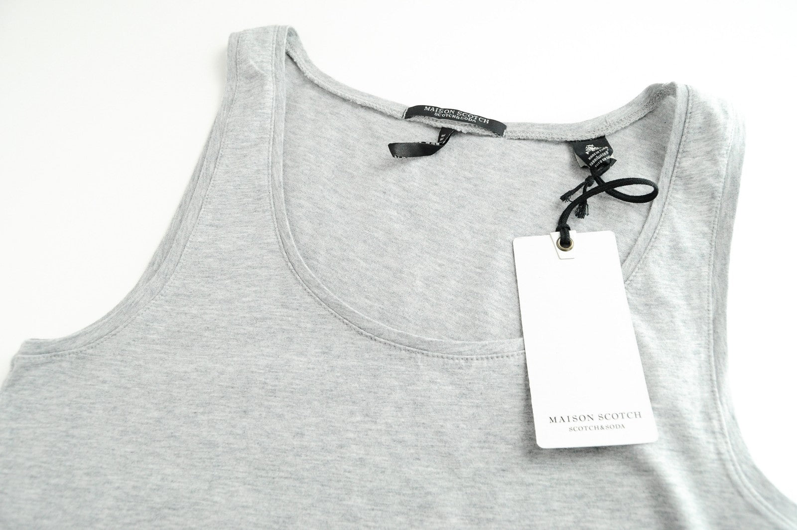 MAISON SCOTCH Women T-Shirt XS Grey Cotton Sleeveless Pullover Basic Tank Top