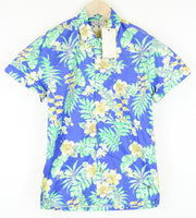 SCOTCH & SODA Ams Couture Men Shirt S Blue Cotton Flower Pattern Short Sleeve