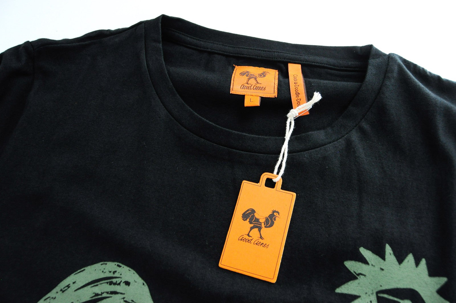 GOOD GENES Men T-Shirt L Black Pure Cotton Short Sleeved Logo Pull On