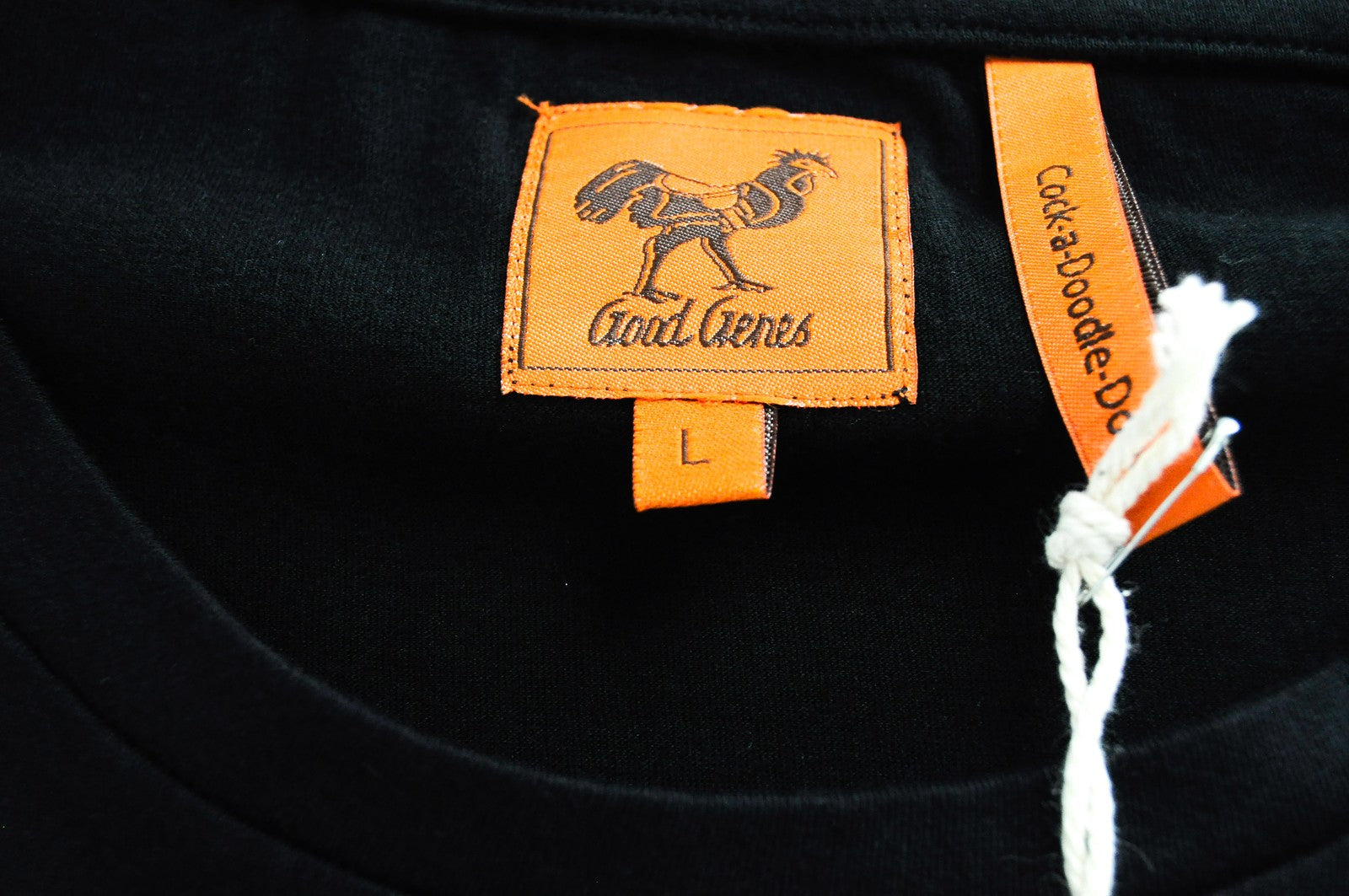 GOOD GENES Men T-Shirt L Black Pure Cotton Short Sleeved Logo Pull On