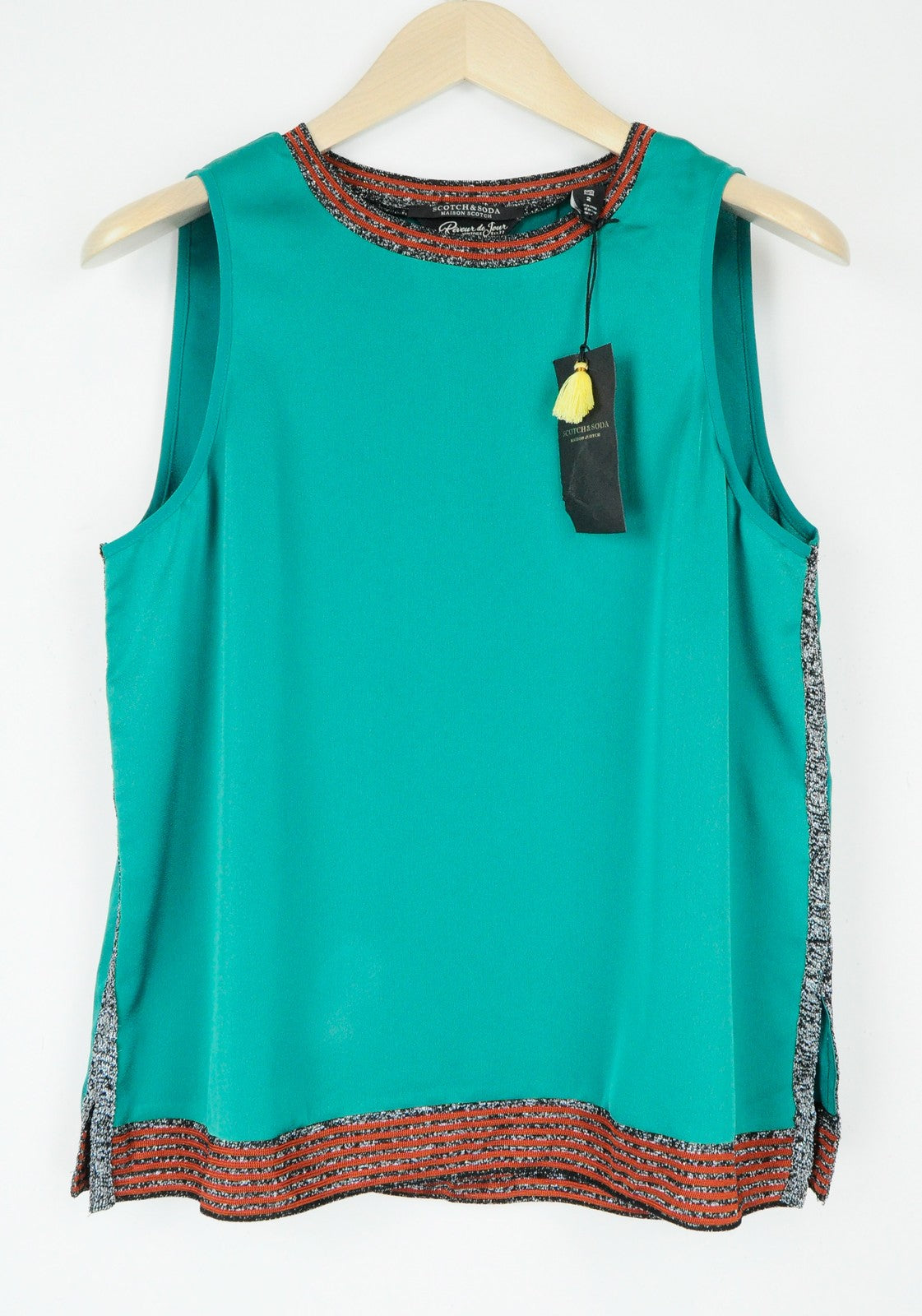 MAISON SCOTCH Women Blouse M Green Sleeveless Round Neck Lightweight Casual