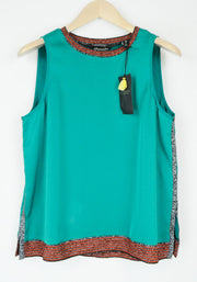 MAISON SCOTCH Women Blouse M Green Sleeveless Round Neck Lightweight Casual