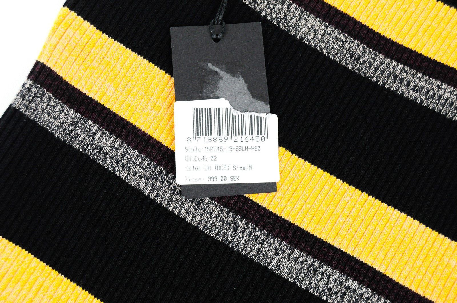 MAISON SCOTCH Women Top M Black Grey Orange Striped Cotton Blend One Piece Body
