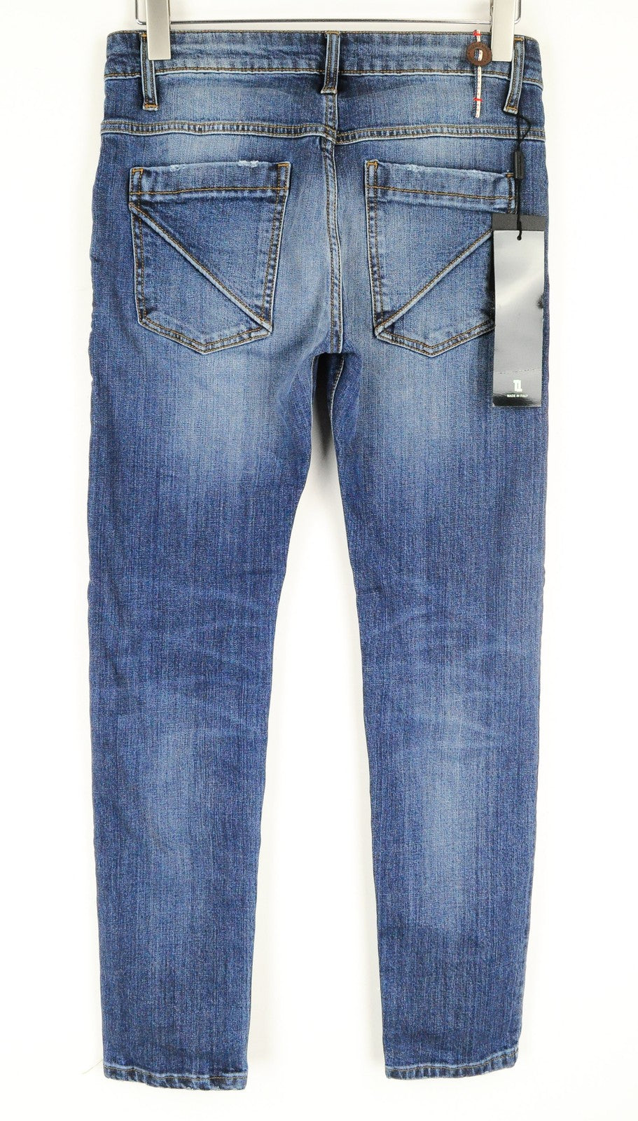 TAKESHY KUROSAWA Men Jeans W32 Blue Washed Cotton Stretch 5-Pocket Regular Fit