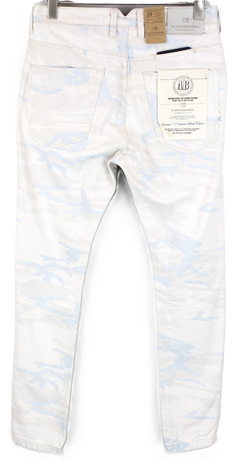 SCOTCH & SODA Stump Men Trousers W29 Grey Loose Taper Cotton Military Patterned