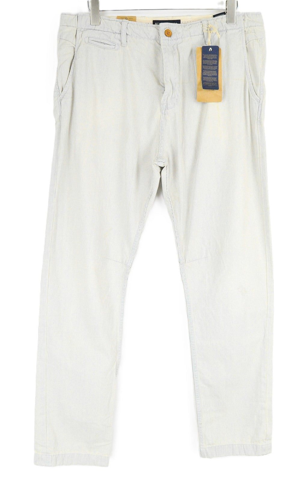 SCOTCH & SODA Freeman Men Trousers W36/L34 Blue Slim Tapered Cotton Striped