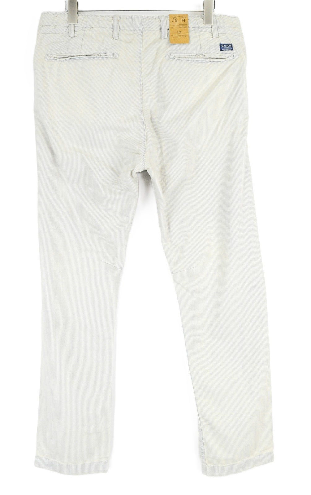 SCOTCH & SODA Freeman Men Trousers W36/L34 Blue Slim Tapered Cotton Striped