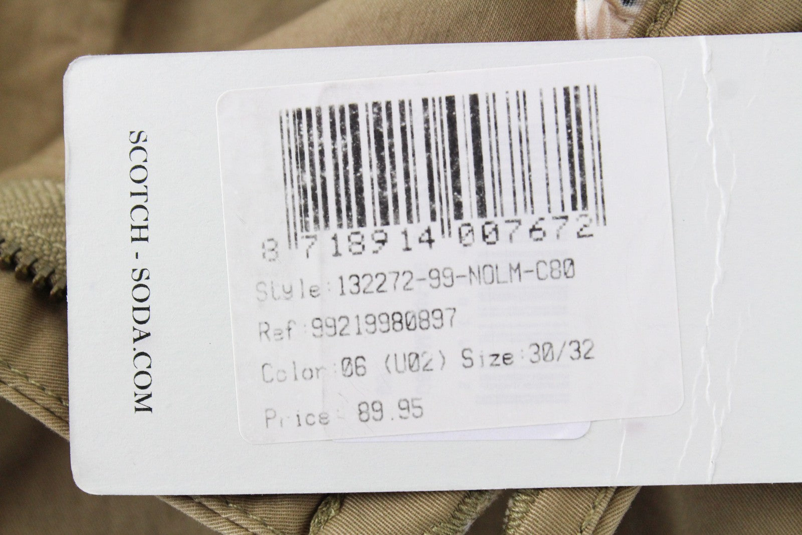 MAISON SCOTCH Women Trousers W30/L32 Belted Brown Cotton Stretch Cropped Chino
