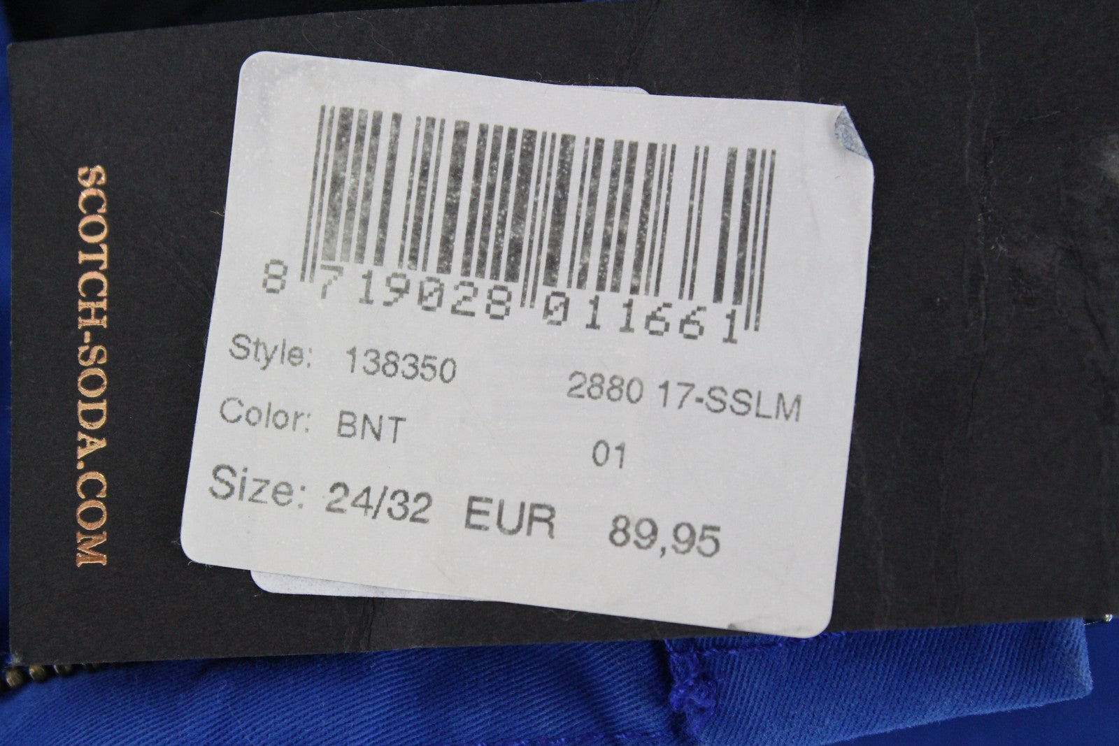 MAISON SCOTCH Women Trousers W24/L32 Blue Slim Fit Belted Cotton Stretch
