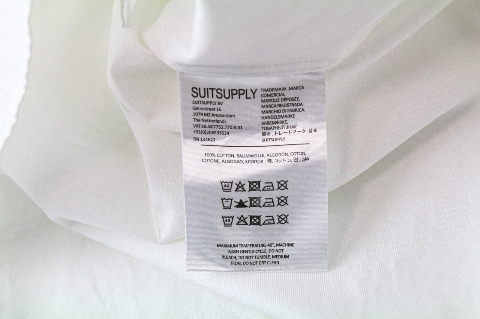 SUITSUPPLY vyriški oficialūs marškinėliai 42/16 1/2 Itin ploni balti medvilniniai ilgomis rankovėmis 