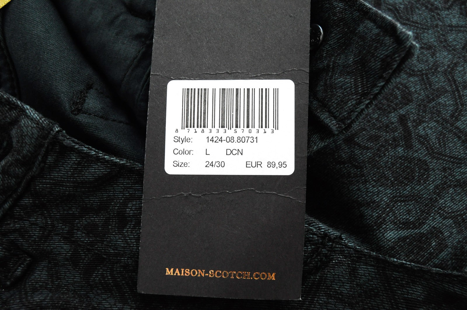 MAISON SCOTCH Women Trousers W24/L30 Green Skinny Fit Patterned Cotton Stretch