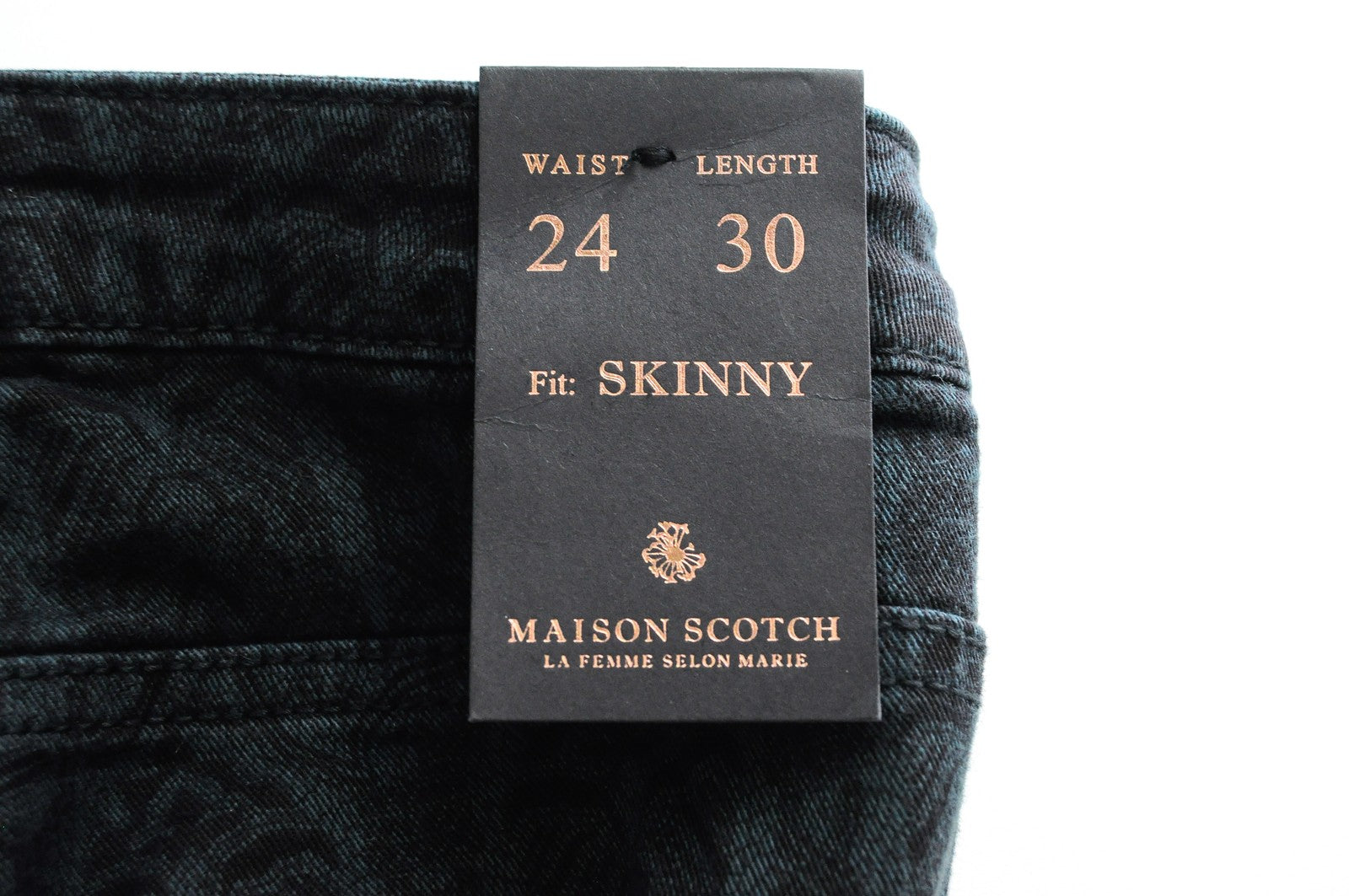 MAISON SCOTCH Women Trousers W24/L30 Green Skinny Fit Patterned Cotton Stretch