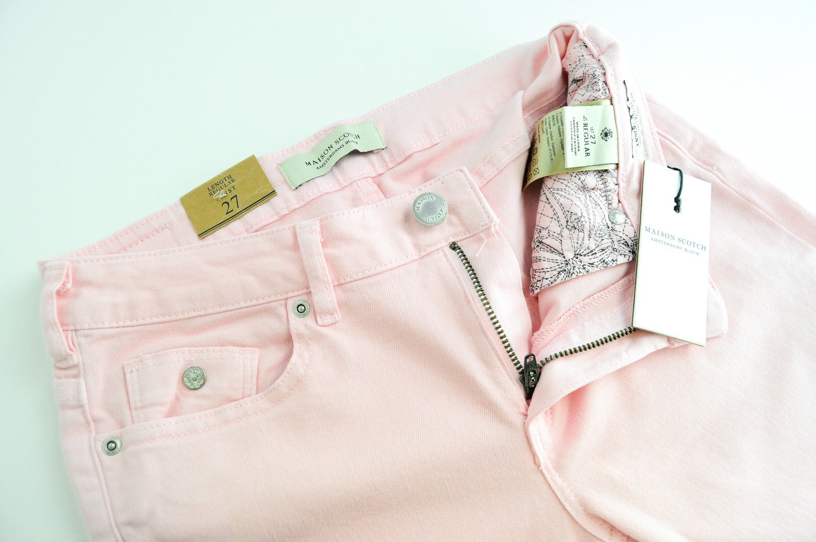 MAISON SCOTCH La Bohemienne Women Trousers W27 Pink Skinny Fit Stretch Mid Rise