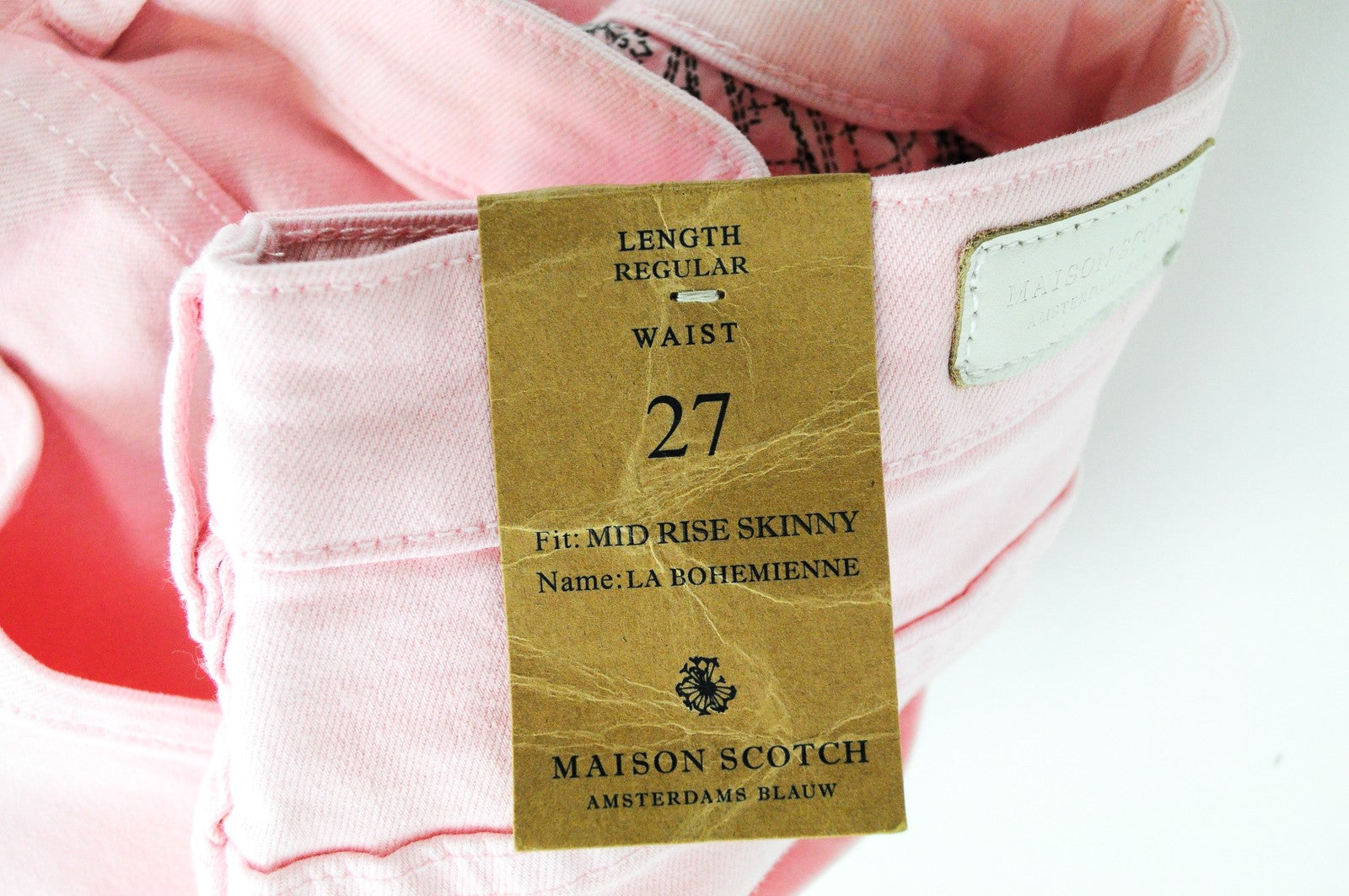 MAISON SCOTCH La Bohemienne Women Trousers W27 Pink Skinny Fit Stretch Mid Rise